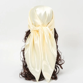 90cm Solid Colors Neckerchief Hijab Scarf For Women Stylish Silk Satin Headband Hair Scarves Female Square Shawls