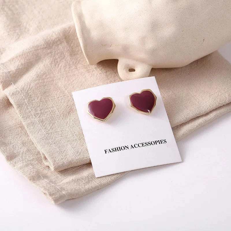 925 Silver Needle Cute Heart Bling Zircon Stone Stud Earrings