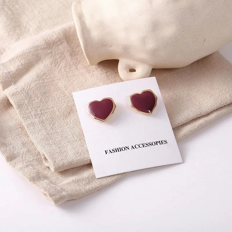 925 Silver Needle Cute Heart Bling Zircon Stone Stud Earrings
