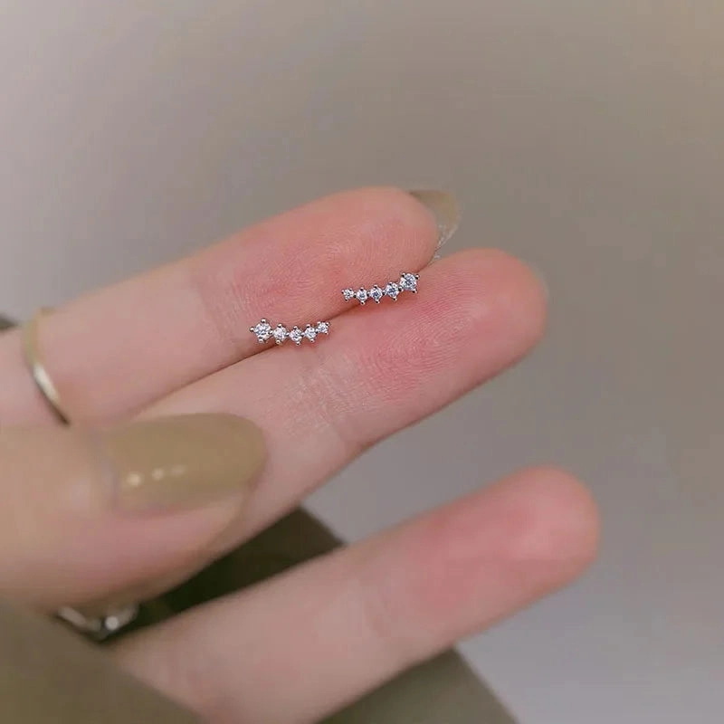 925 Silver Needle Shiny Zircon Butterfly Earring for Students
