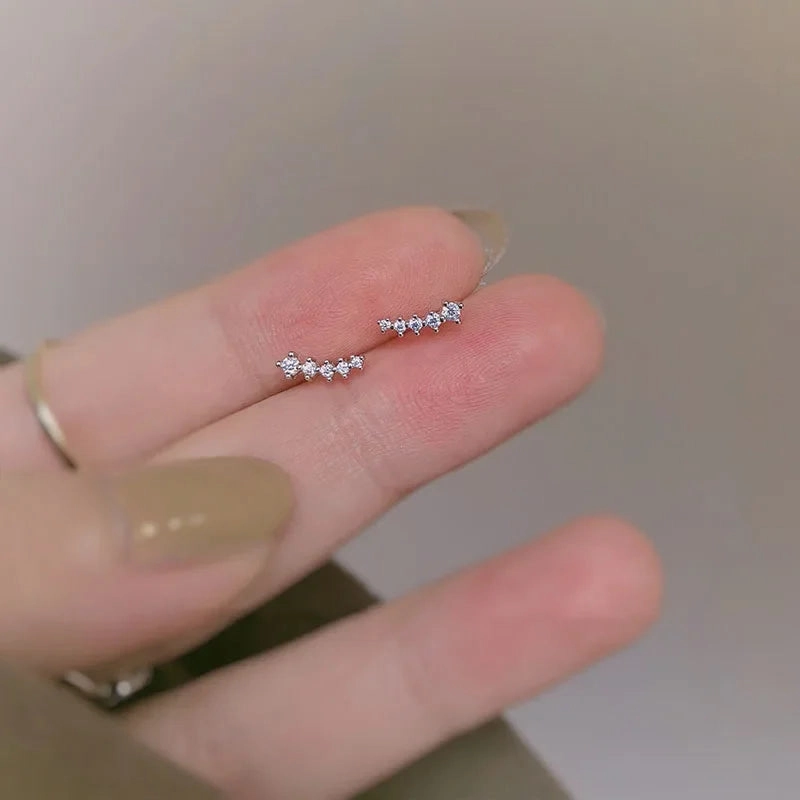 925 Silver Needle Shiny Zircon Butterfly Earring for Students