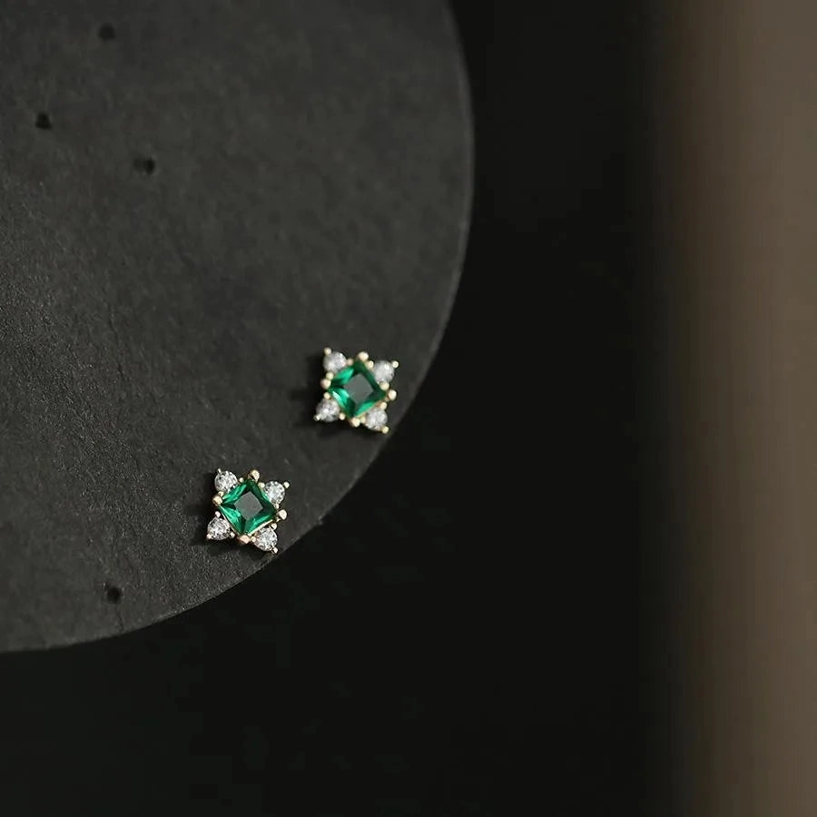 925 Silver Needle Shiny Zircon Butterfly Earring for Students