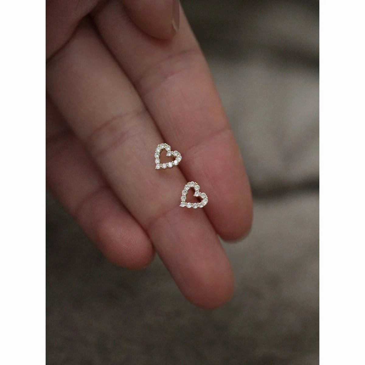 925 Silver Needle Shiny Zircon Stud Earrings Cute Sweet Style