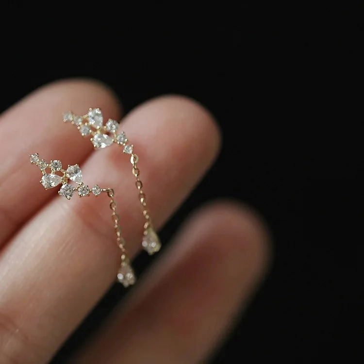 925 Silver Needle Shiny Zircon Stud Earrings Cute Sweet Style