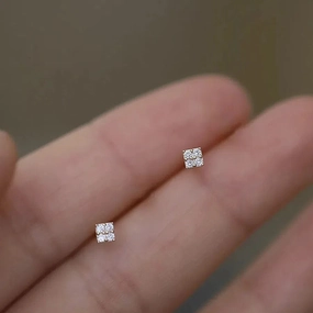 925 Silver Needle Shiny Zircon Stud Earrings Cute Sweet Style