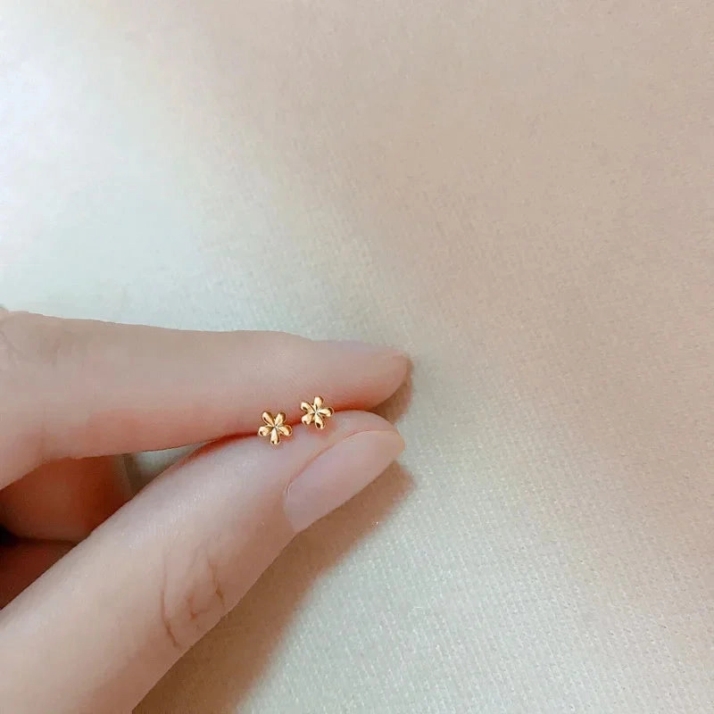925 Silver Needle Shiny Zircon Stud Earrings Cute Sweet Style