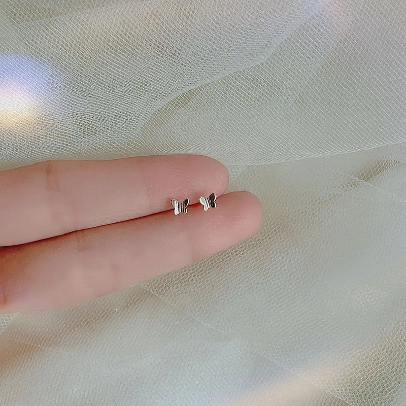 925 Silver Needle Zircon Leaf Star Butterfly Earrings