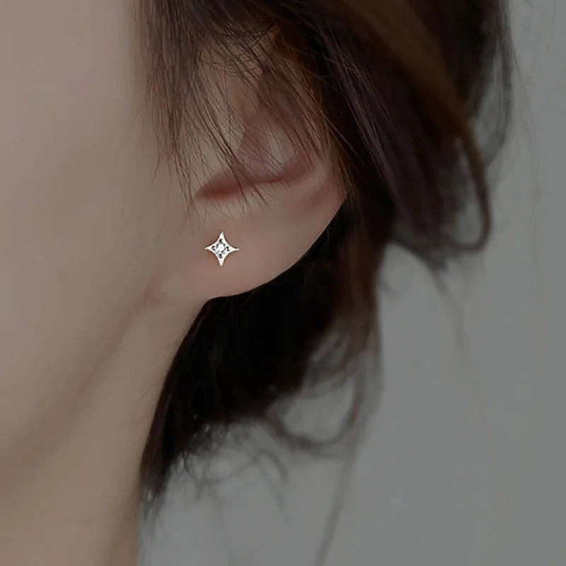 925 Silver Needle Zircon Leaf Star Butterfly Earrings