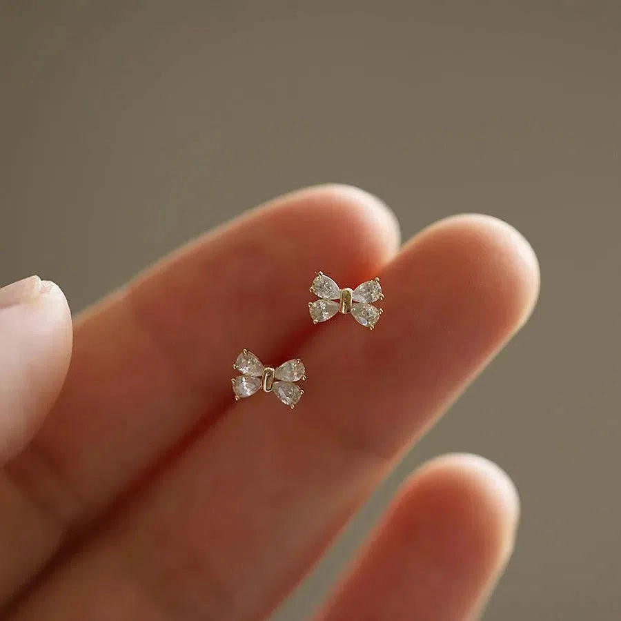 925 Silver Needle Zircon Leaf Star Butterfly Earrings