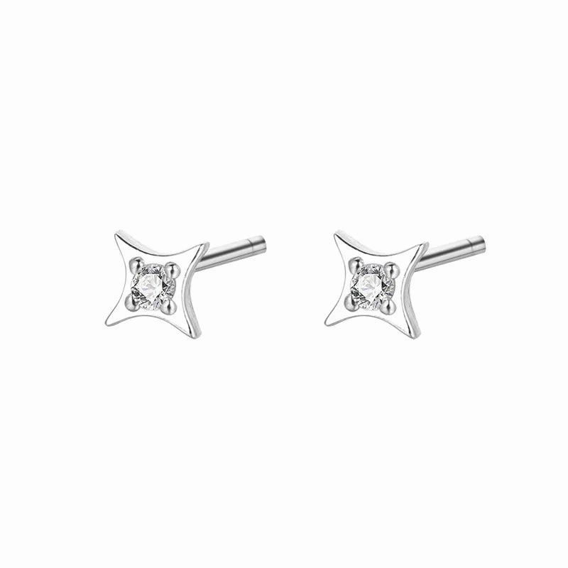 925 Silver Needle Zircon Leaf Star Butterfly Earrings