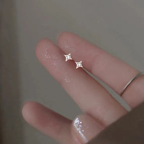 925 Silver Needle Zircon Leaf Star Butterfly Earrings