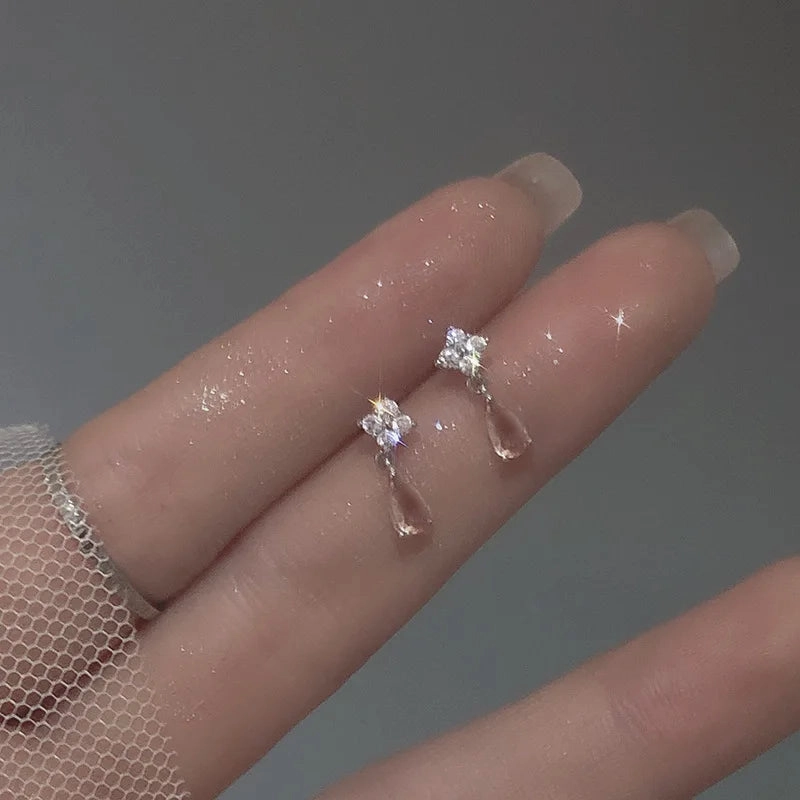 925 Silver Needle Zircon Leaf Star Butterfly Earrings