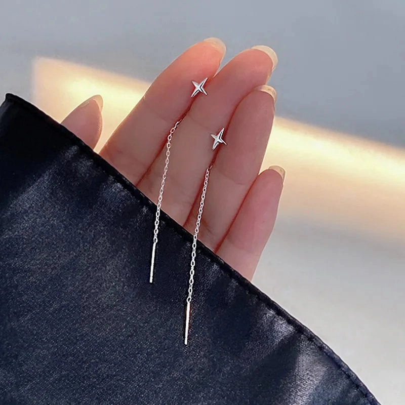 925 Silver Needle Zircon Leaf Star Butterfly Earrings