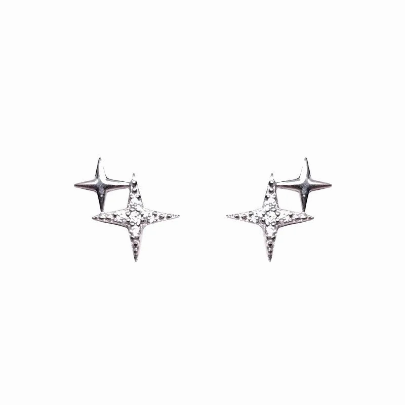925 Silver Needle Zircon Leaf Star Butterfly Earrings