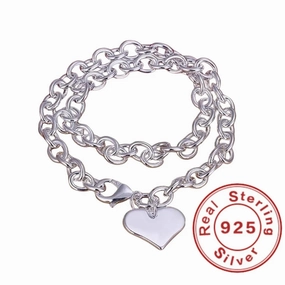 925 Sterling Silver Love Shrimp Clasp Pendant Necklace for Men and Women Holiday Jewelry Gift