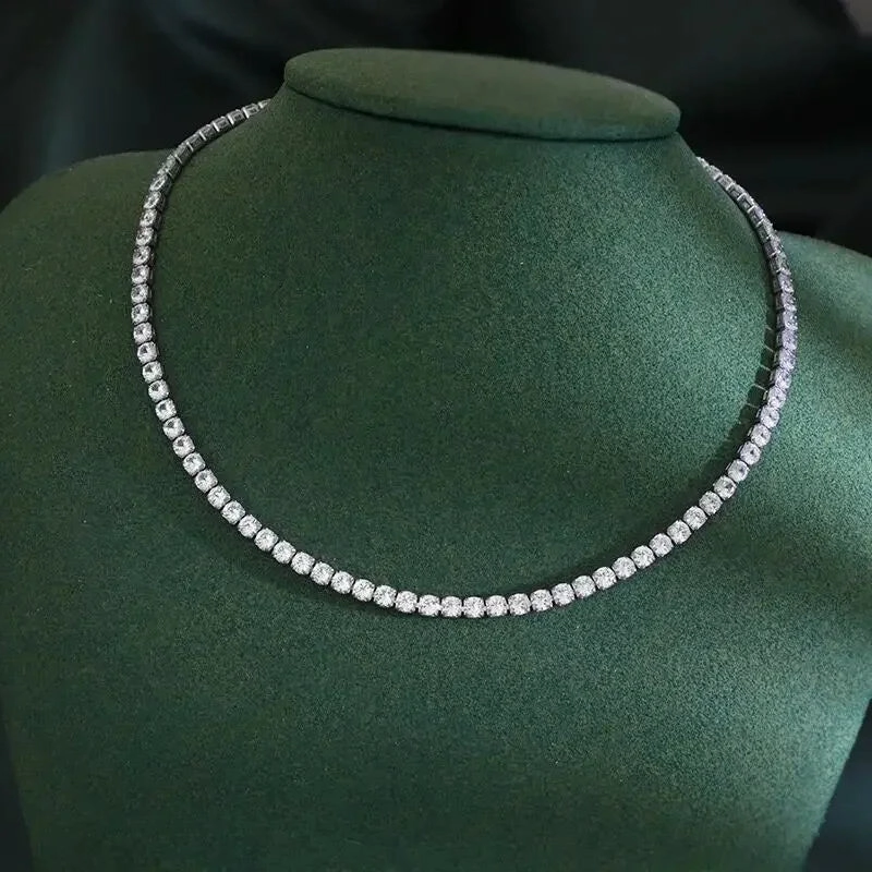 925 Sterling Silver Necklace Zircon Chain Charm Jewelry