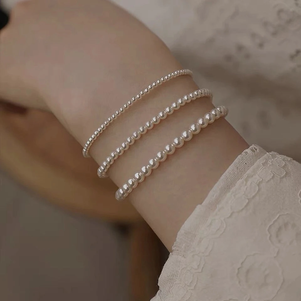 925 Sterling Silver Pearl Bracelet For Women Jewelry Bangle