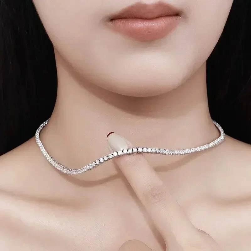 925Sterling Silver Necklace Zircon Chain for Women Fashion