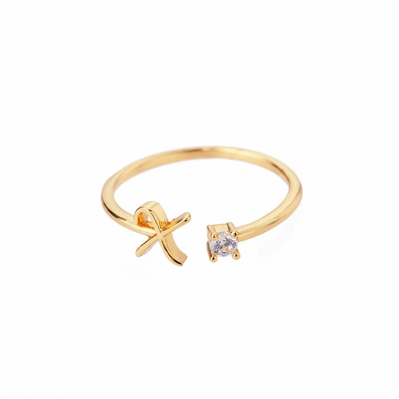 A-Z Initial Rings for Women Adjustable Stainless Steel Gold Jewelry