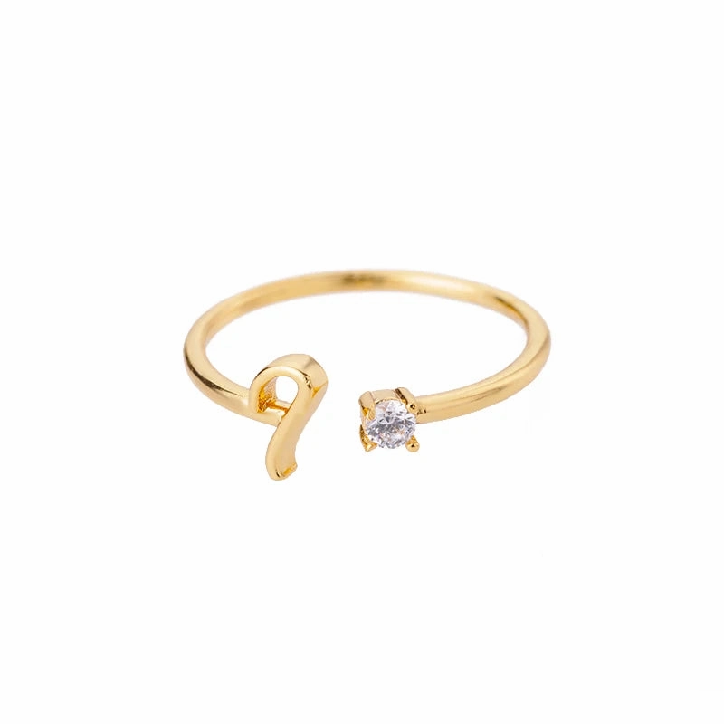 A-Z Initial Rings for Women Adjustable Stainless Steel Gold Jewelry