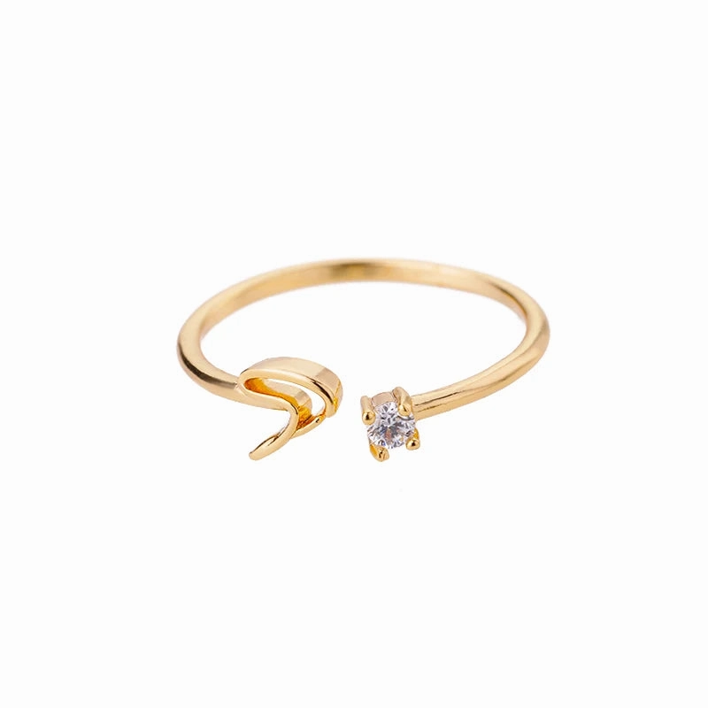 A-Z Initial Rings for Women Adjustable Stainless Steel Gold Jewelry