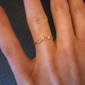 A-Z Initial Rings for Women Adjustable Stainless Steel Gold Jewelry