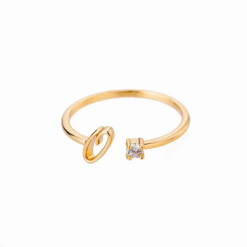 A-Z Initial Rings for Women Adjustable Stainless Steel Gold Jewelry