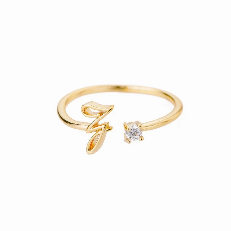 A-Z Initial Rings for Women Adjustable Stainless Steel Gold Jewelry