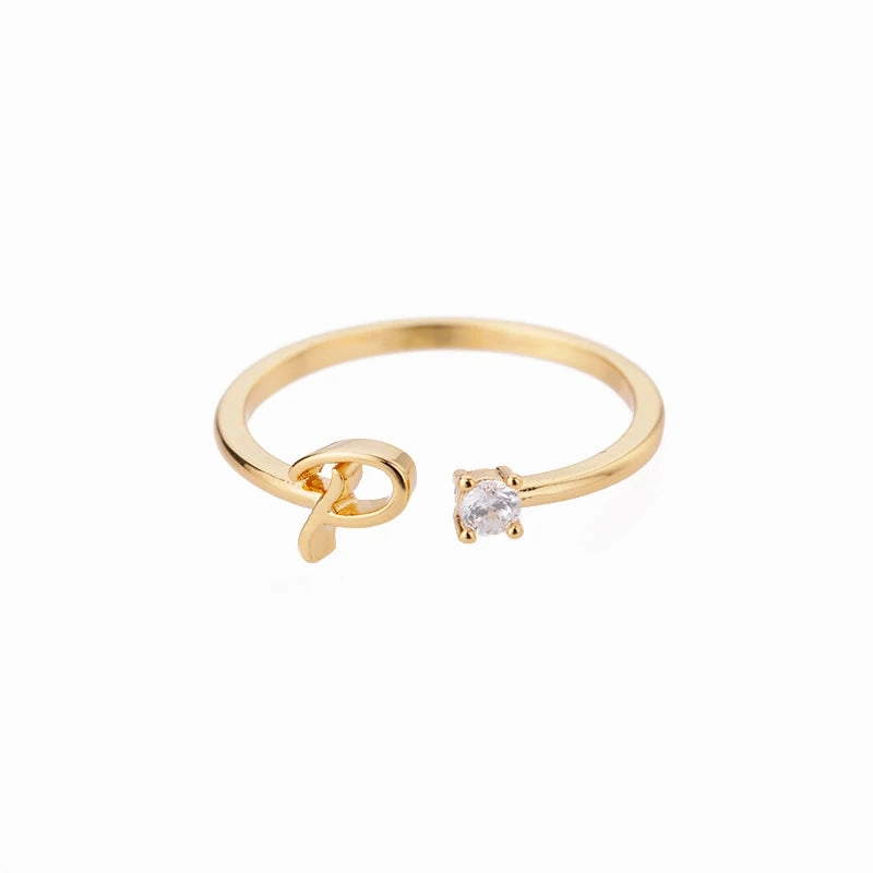 A-Z Initial Rings for Women Adjustable Stainless Steel Gold Jewelry