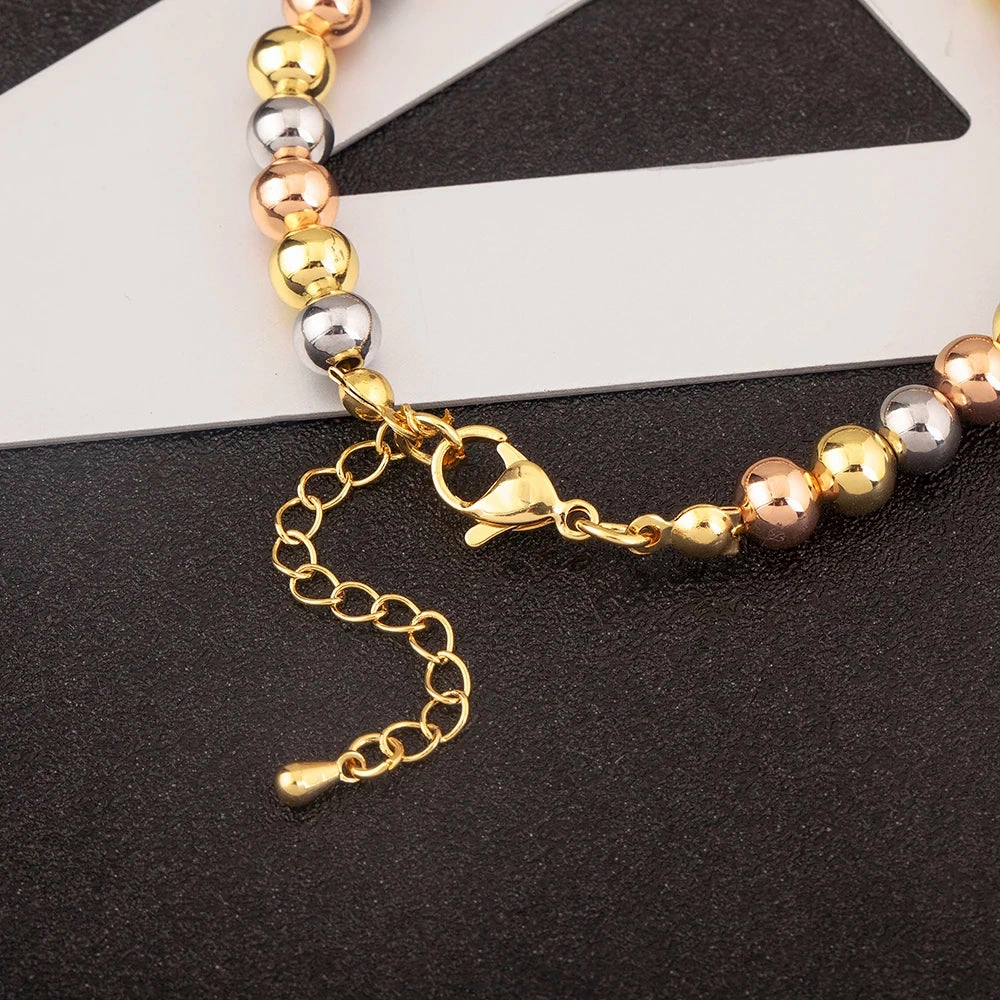 AIBEF Classic Simple Copper Round Bead Bracelet Adjustable Bangle Jewelry for Women