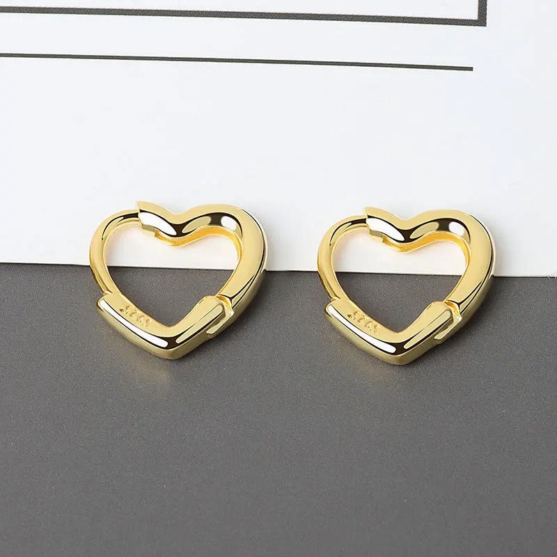 Aide 925 Sterling Silver Smooth Love Heart Hoop Earrings
