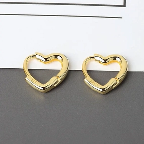 Aide 925 Sterling Silver Smooth Love Heart Hoop Earrings