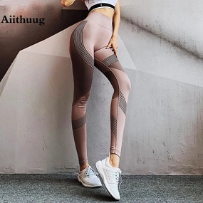 Aiithuug Sports Gym Leggings High Waist Tummy Control Tights