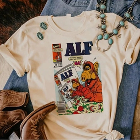 Alf Top Women Y2K Japanese Graphic Tshirt Funny Comic Tee