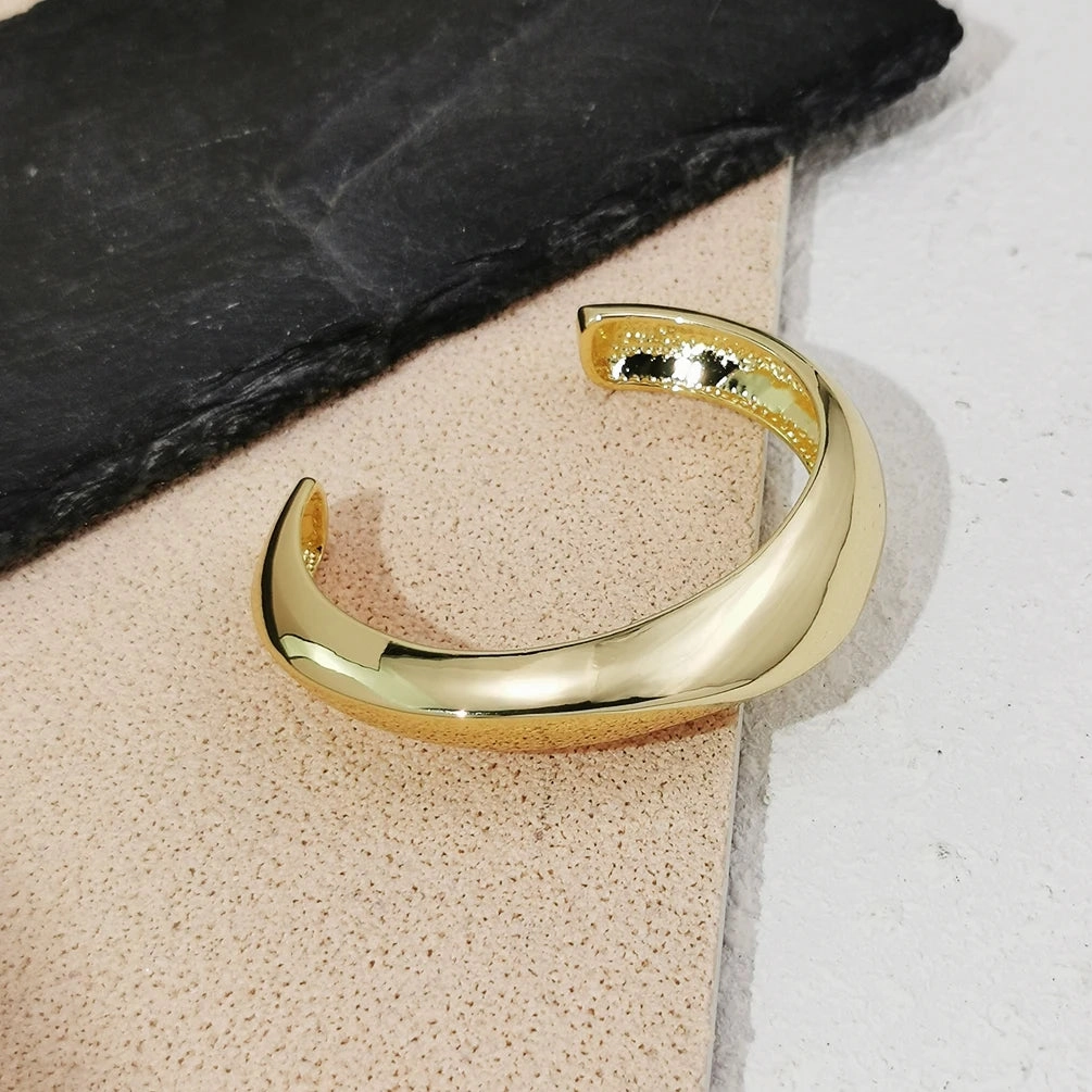 Alloy Statement Cuff Bracelet For Women Chunky Gold Bangle
