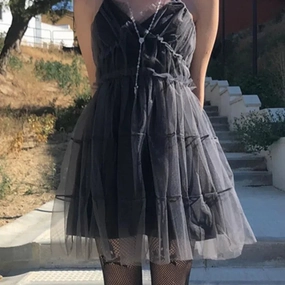 AltGoth Dark Gothic Mesh Dress for Women Fairy Grunge Fashion