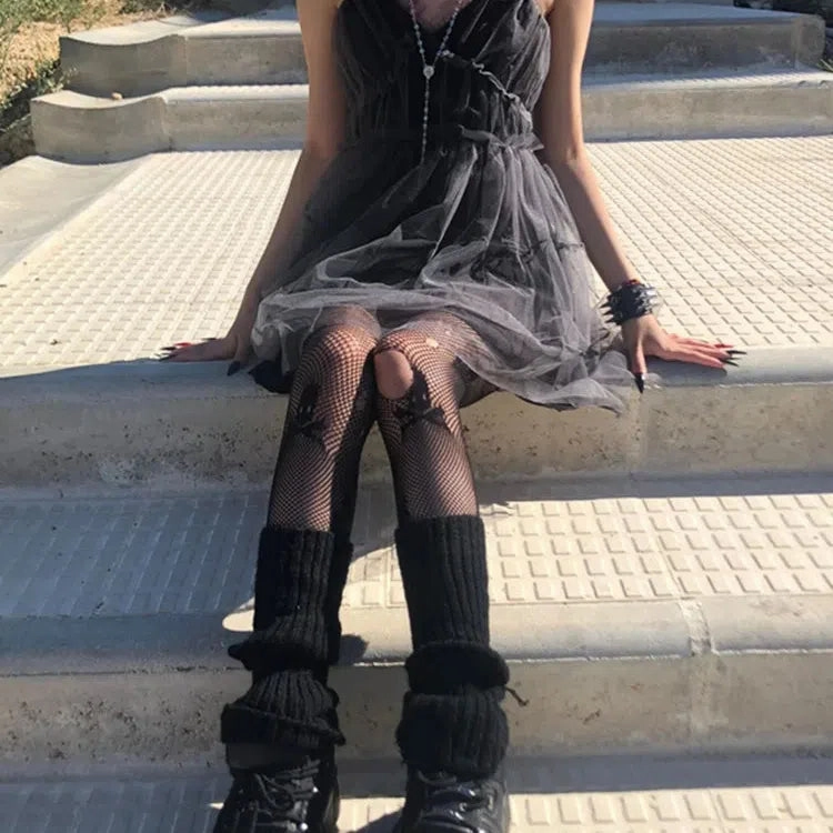 AltGoth Dark Gothic Mesh Dress for Women Fairy Grunge Fashion