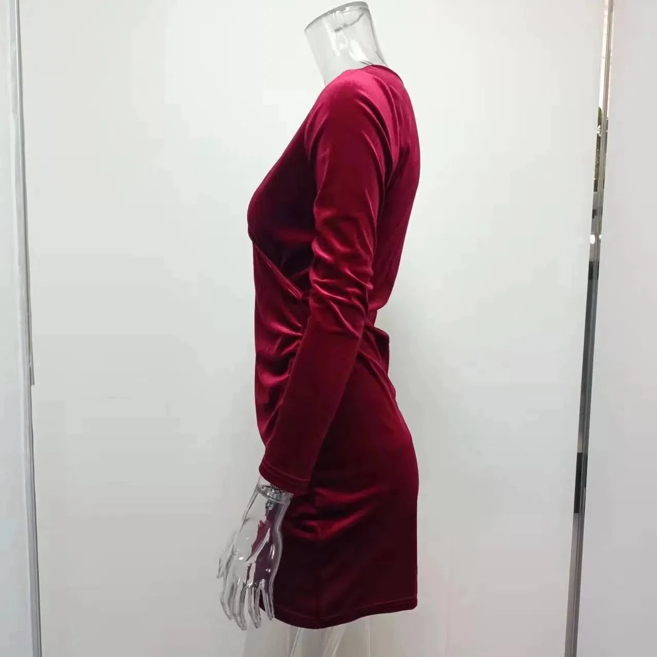 Amazon Wish Cross Border Women's V-Neck Slim Fit Dress