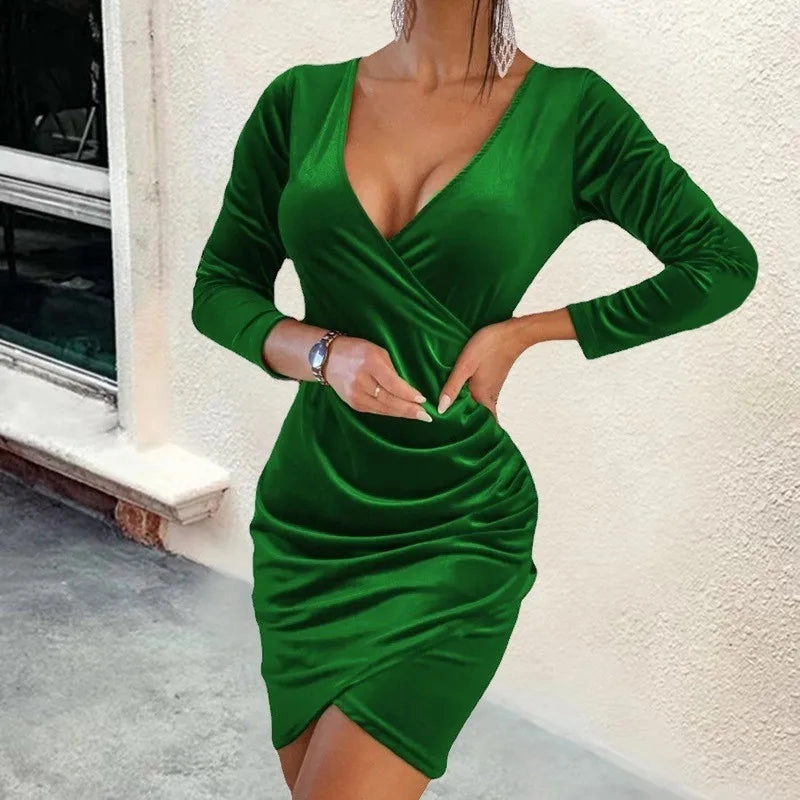 Amazon Wish Cross Border Women's V-Neck Slim Fit Dress