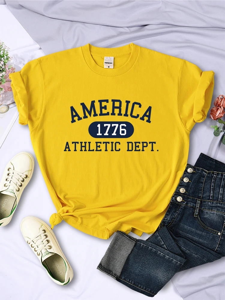 America 1776 Athletic Dept Letter T-Shirt Cool Crop Top