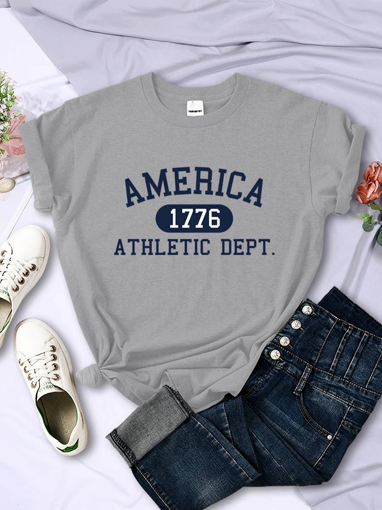 America 1776 Athletic Dept Letter T-Shirt Cool Crop Top
