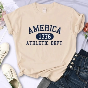 America 1776 Athletic Dept Letter T-Shirt Cool Crop Top