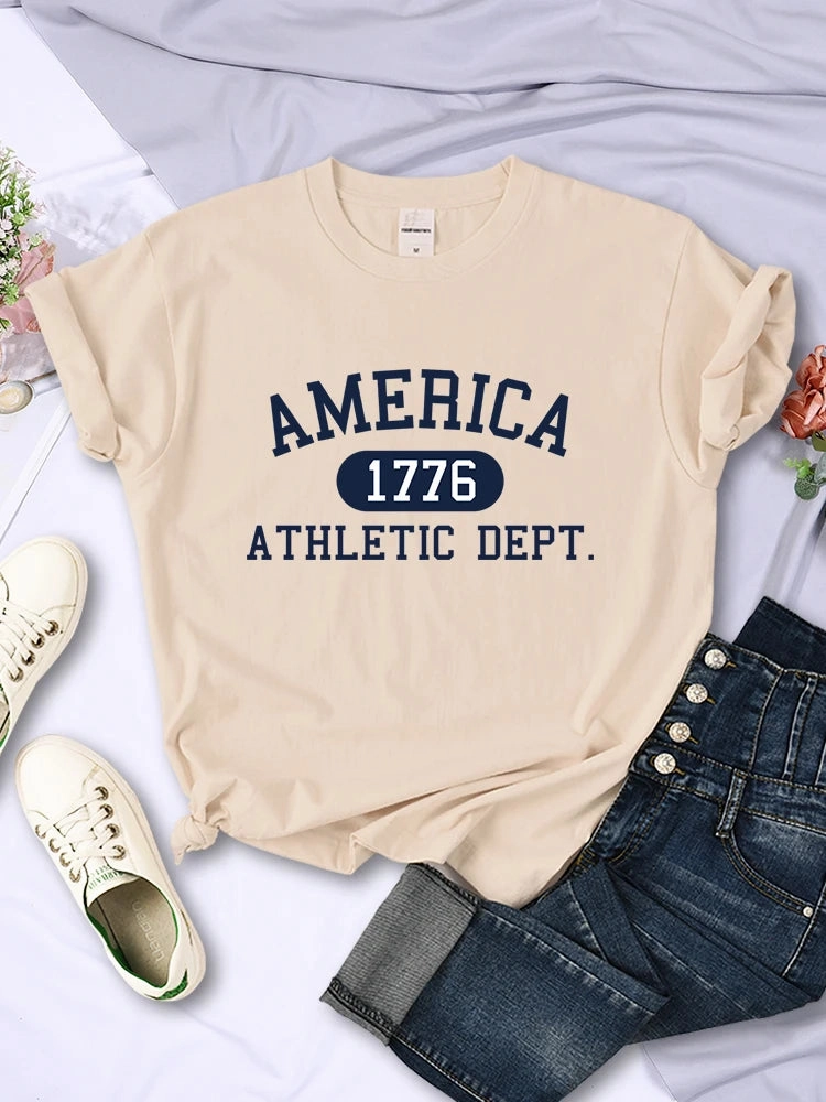 America 1776 Athletic Dept Letter T-Shirt Cool Crop Top