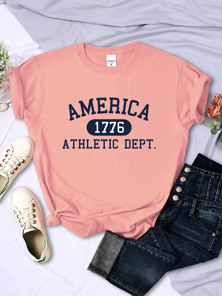 America 1776 Athletic Dept Letter T-Shirt Cool Crop Top
