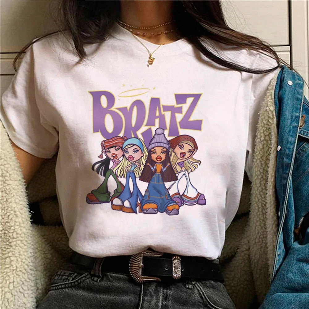 Anime-Inspired Women's Streetwear Tee - Manga Comic Graphic T-Shirt for Trendy Fashionistas