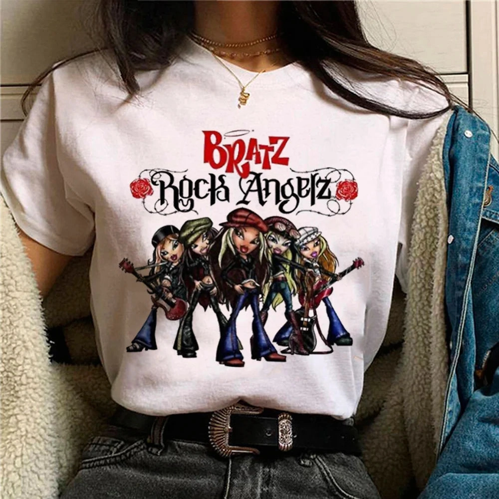 Anime-Inspired Women's Streetwear Tee - Manga Comic Graphic T-Shirt for Trendy Fashionistas