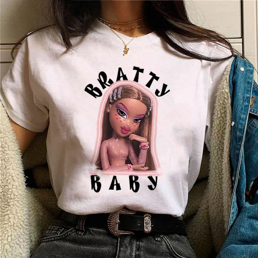 Anime-Inspired Women's Streetwear Tee - Manga Comic Graphic T-Shirt for Trendy Fashionistas