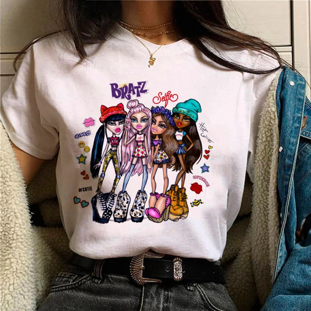 Anime-Inspired Women's Streetwear Tee - Manga Comic Graphic T-Shirt for Trendy Fashionistas