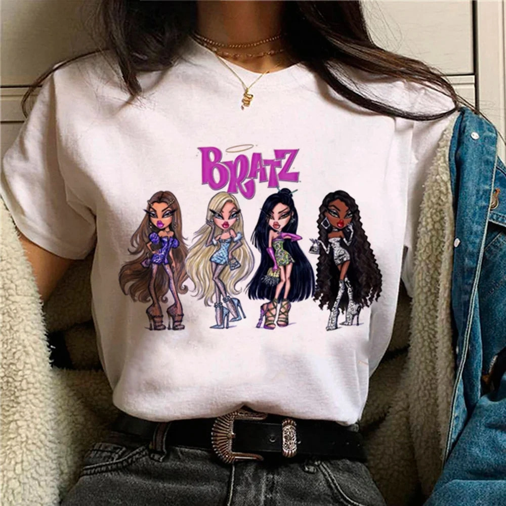 Anime-Inspired Women's Streetwear Tee - Manga Comic Graphic T-Shirt for Trendy Fashionistas