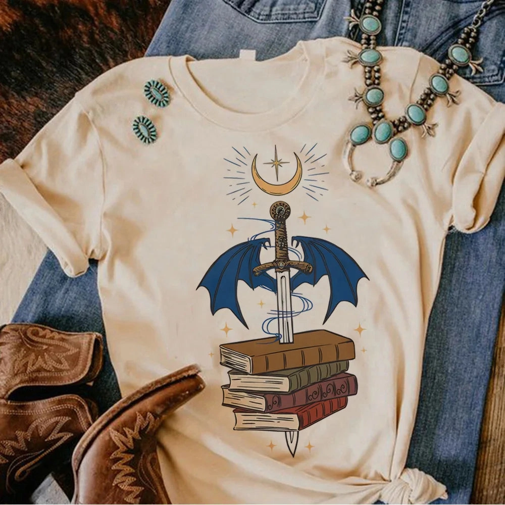Anime-Inspired Women??s Y2K Graphic Tee - Acotar Design, Casual & Comfy Short Sleeve Top for Fun Fashion
